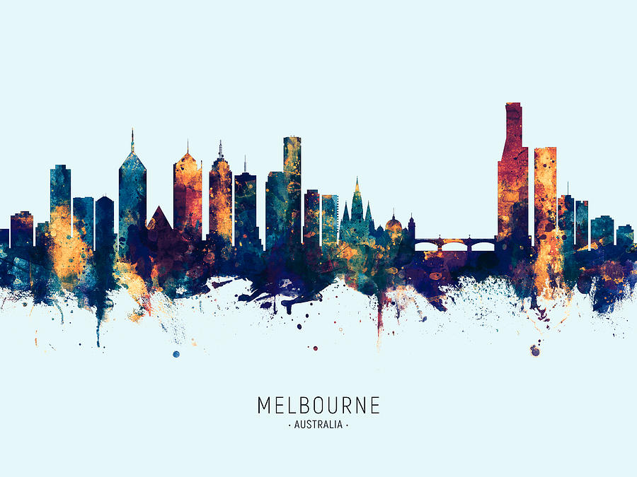 Melbourne Australia Skyline #16 Digital Art by Michael Tompsett