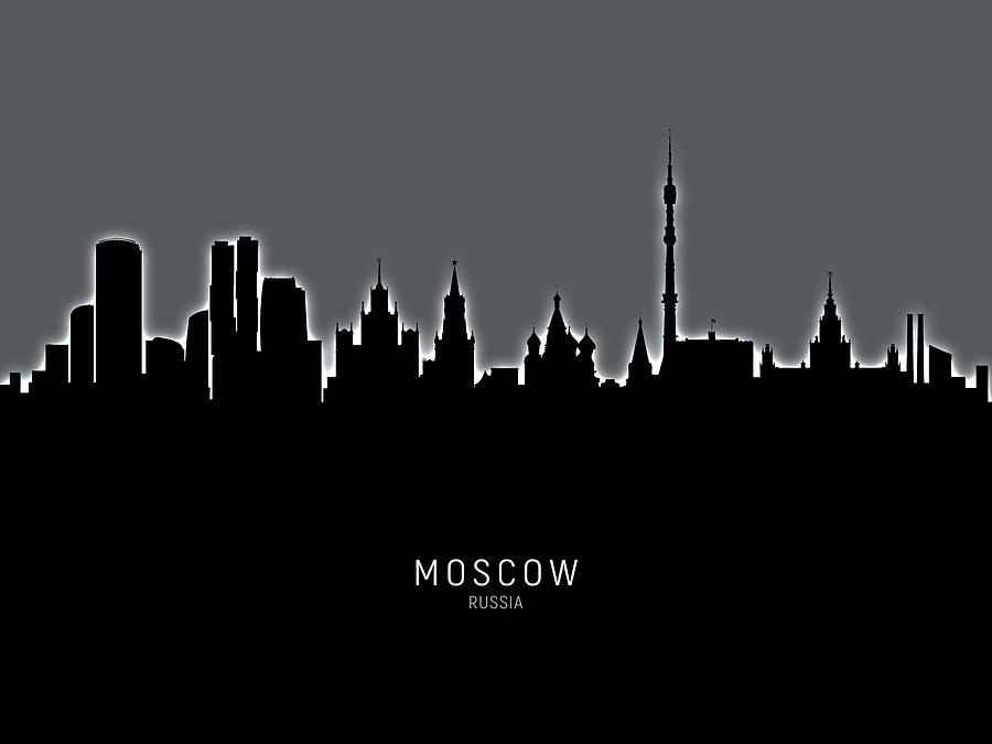 Moscow Digital Art - Moscow Russia Skyline #16 by Michael Tompsett