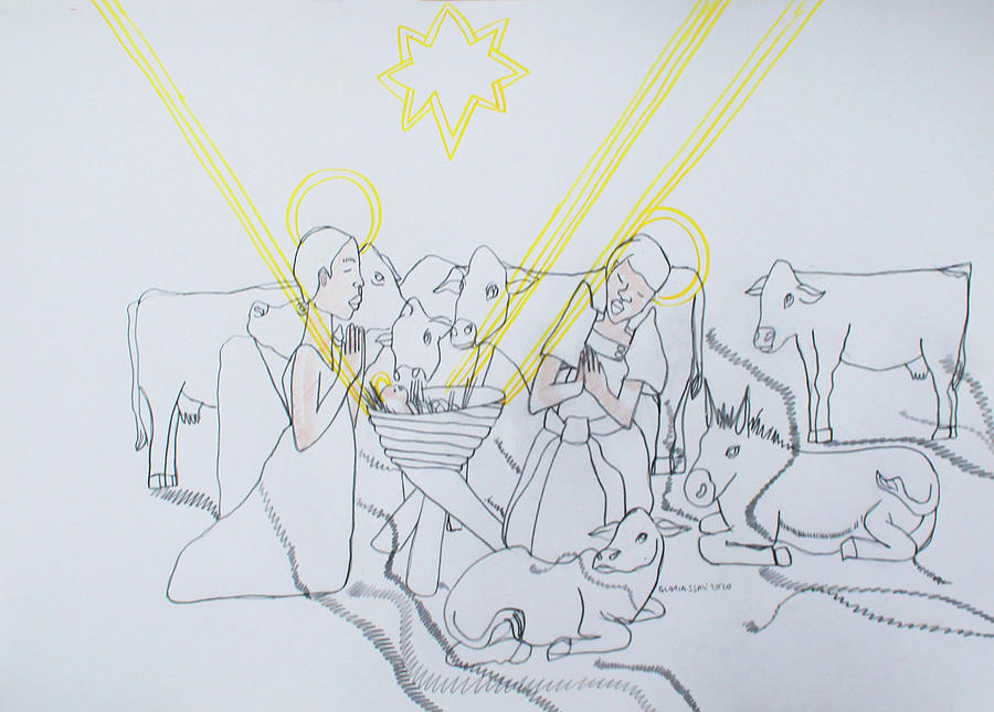 Nativity #16 Drawing by Gloria Ssali