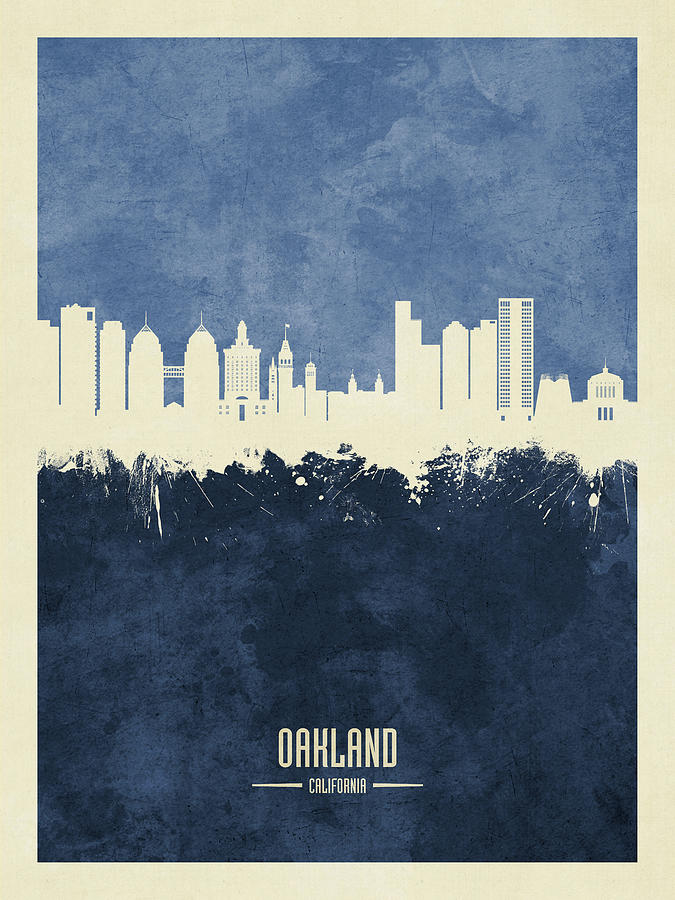 Oakland Digital Art - Oakland California Skyline #16 by Michael Tompsett