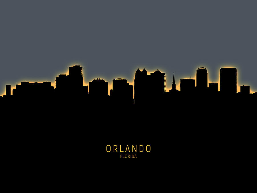 Orlando Florida Skyline #16 Digital Art by Michael Tompsett