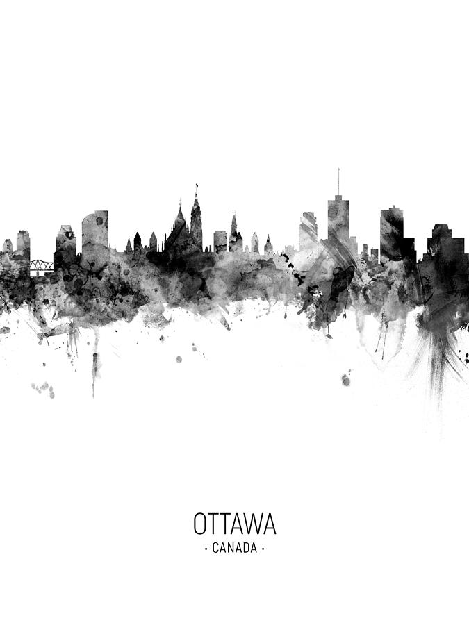 Skyline Digital Art - Ottawa Canada Skyline #16 by Michael Tompsett