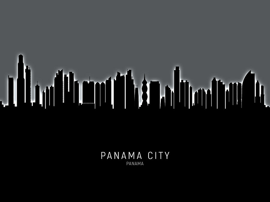 Panama City Skyline #16 Digital Art by Michael Tompsett