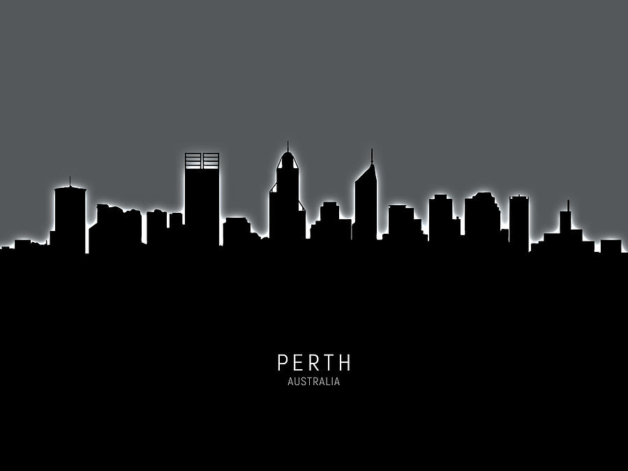 Perth Australia Skyline #16 Digital Art by Michael Tompsett