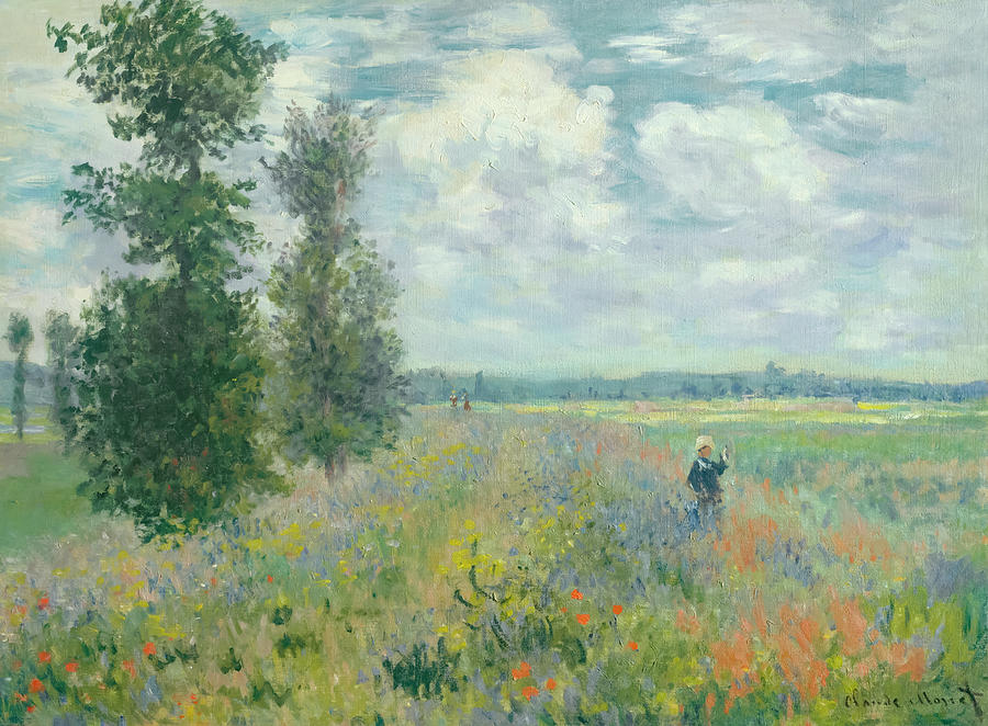 Claude Monet Painting - Poppy Fields near Argenteuil by Claude Monet by Mango Art