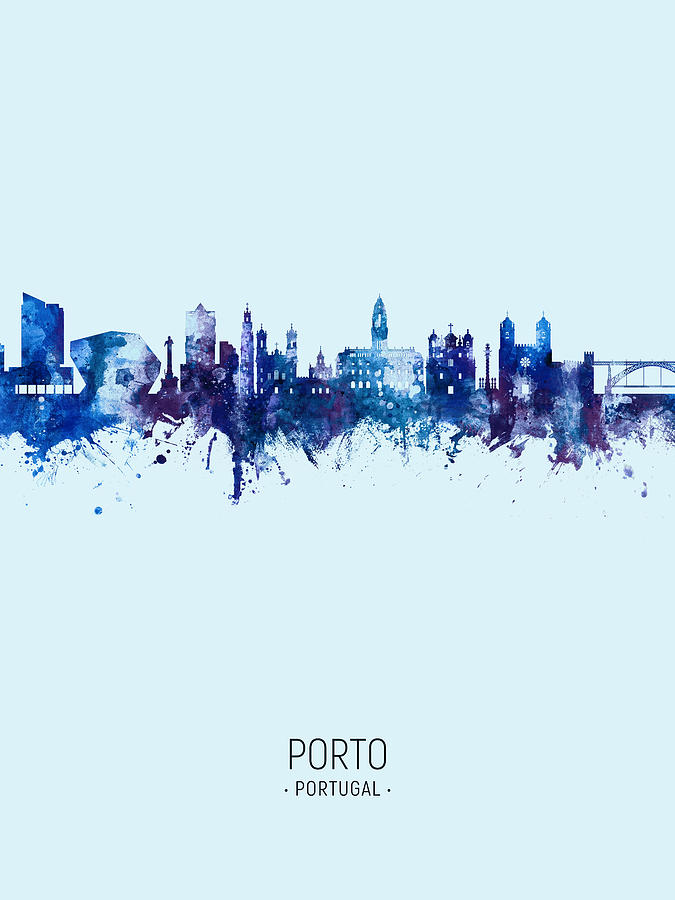 Porto Portugal Skyline #16 Digital Art by Michael Tompsett