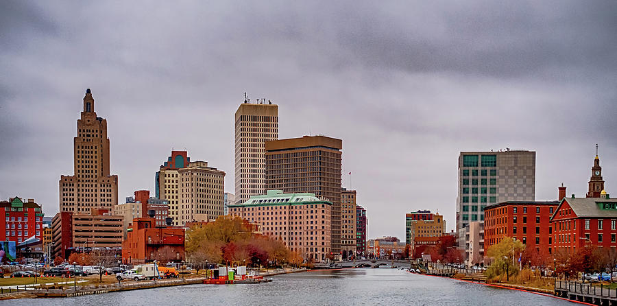 Providence rhode island skyline on a cloudy gloomy day  #16 Photograph by Alex Grichenko