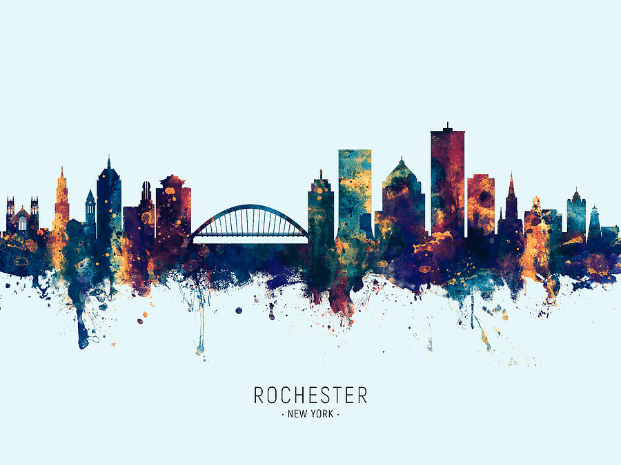 Rochester Skyline Digital Art - Rochester New York Skyline #16 by Michael Tompsett