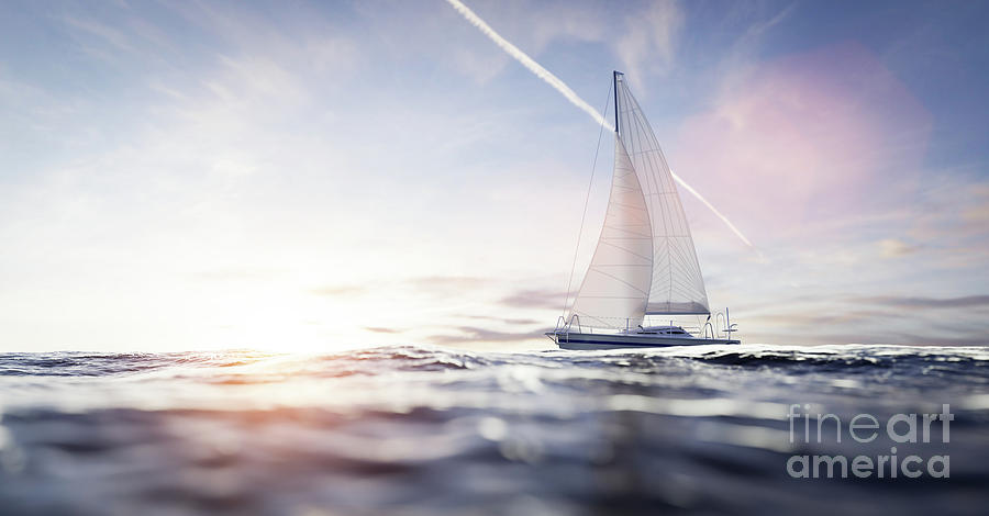 Sailing yacht on the ocean #16 Photograph by Michal Bednarek