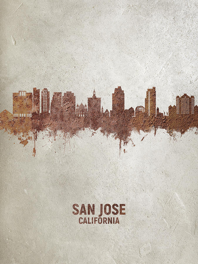 San Jose California Skyline #16 Digital Art by Michael Tompsett