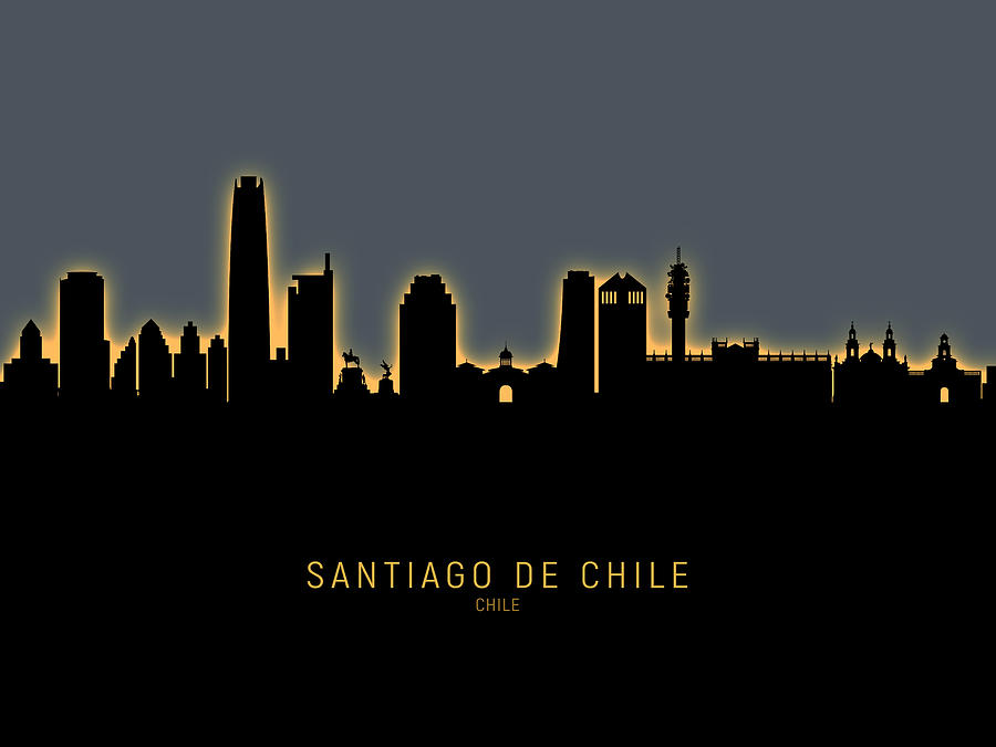 Skyline Digital Art - Santiago de Chile Skyline #16 by Michael Tompsett