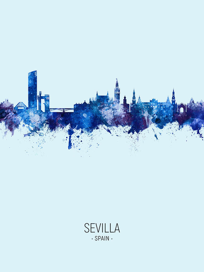 Skyline Digital Art - Sevilla Spain Skyline #16 by Michael Tompsett