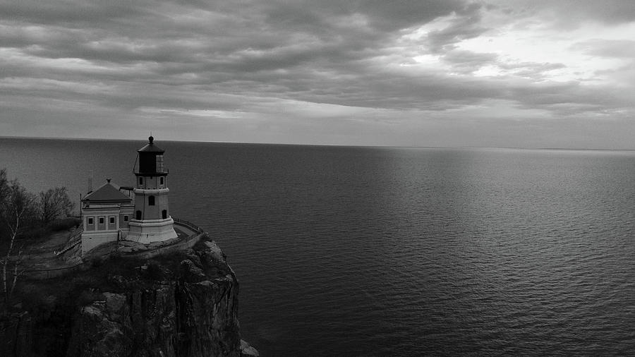 Split Rock Lighthouse in Minnesota located along Lake Superior in black and white #16 Photograph by Eldon McGraw
