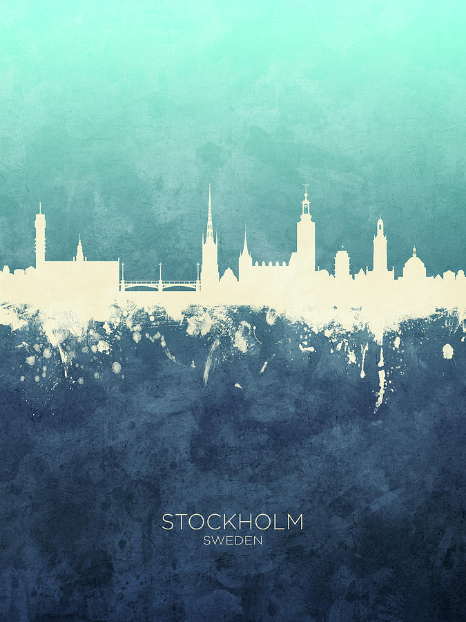 Skyline Digital Art - Stockholm Sweden Skyline #16 by Michael Tompsett