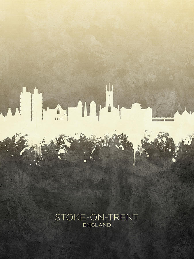 Stoke-on-Trent England Skyline #16 Digital Art by Michael Tompsett