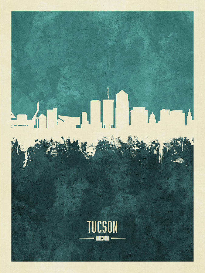 Tucson Digital Art - Tucson Arizona Skyline #16 by Michael Tompsett
