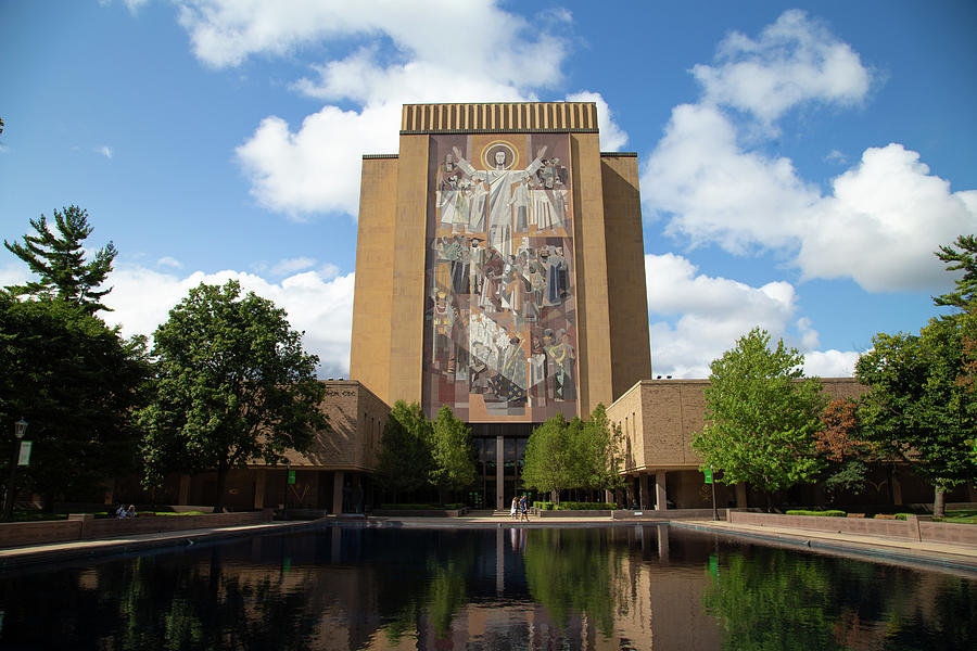 Wide shot view of Touchdown Jesus World of Life Mural  University of Notre Dame Photograph by Eldon McGraw