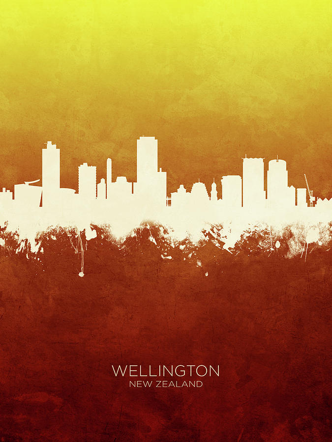 Skyline Digital Art - Wellington New Zealand Skyline #16 by Michael Tompsett