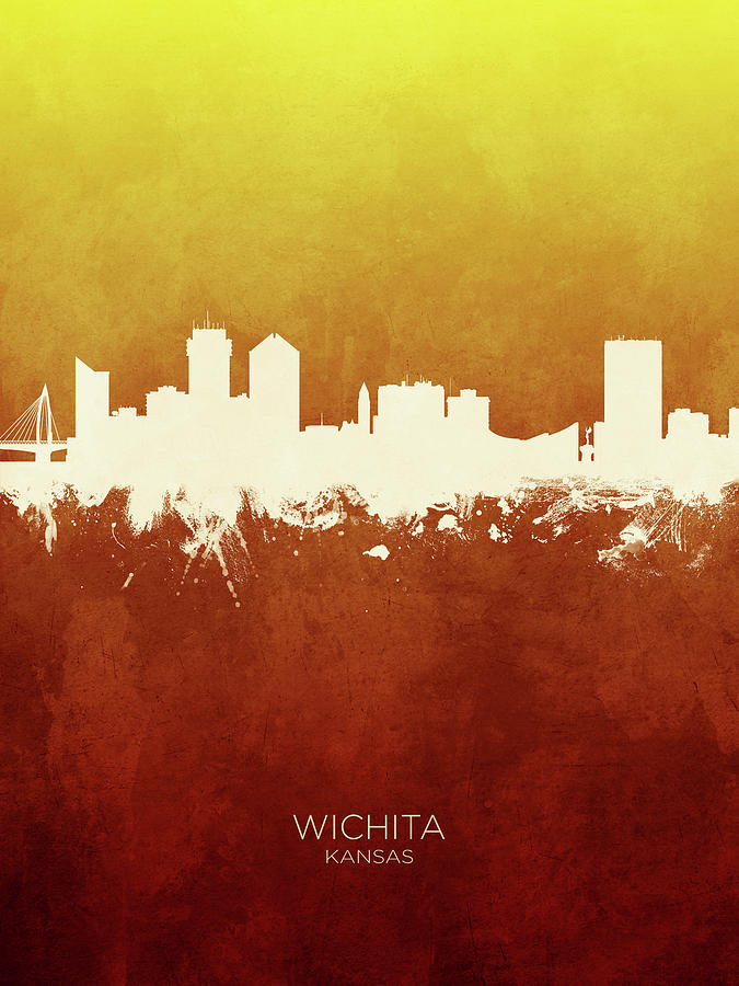 Wichita Digital Art - Wichita Kansas Skyline #16 by Michael Tompsett