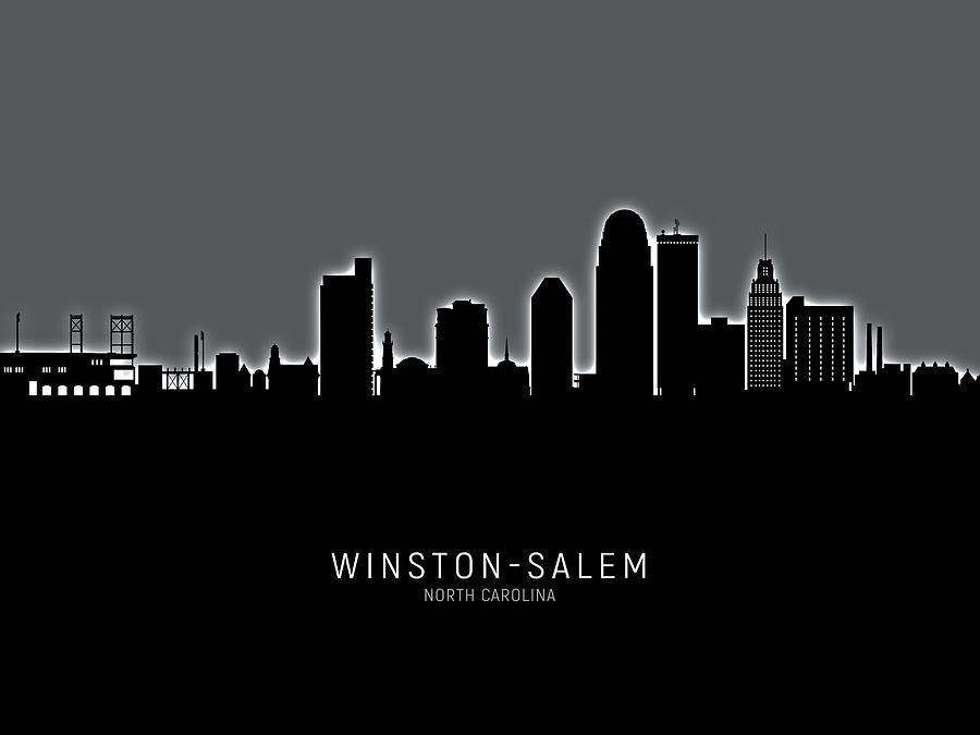 Winston-salem Digital Art - Winston-Salem North Carolina Skyline #16 by Michael Tompsett