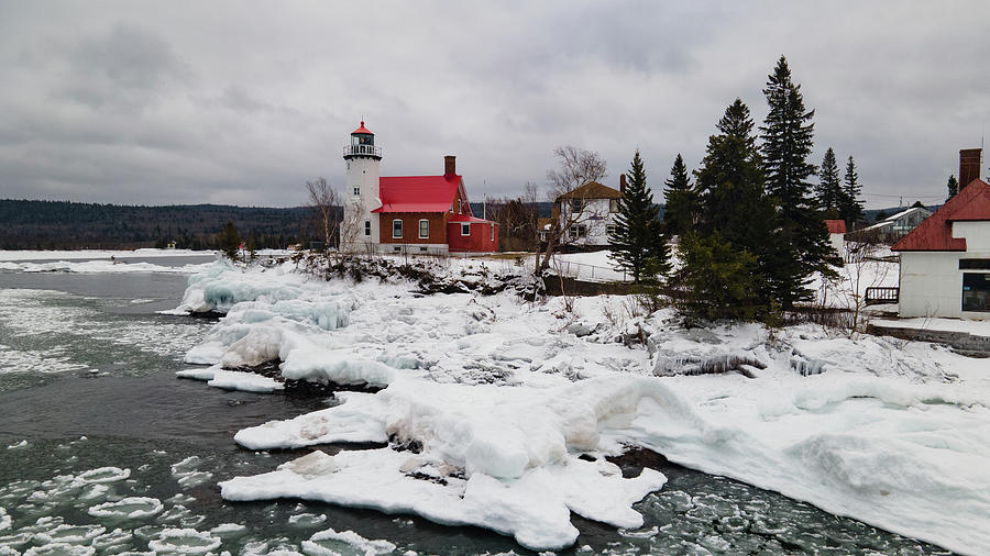 Winter view of Eagle Harbor Lighthouse in Eagle Harbor Michigan #16 Photograph by Eldon McGraw