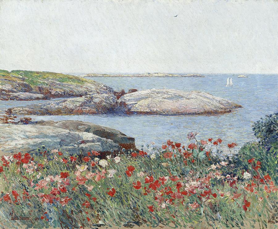Frederick Childe Hassam Painting - 160106 Seascape Art, Poppies, Isles of Shoals, 1891 by Frederick Childe Hassam