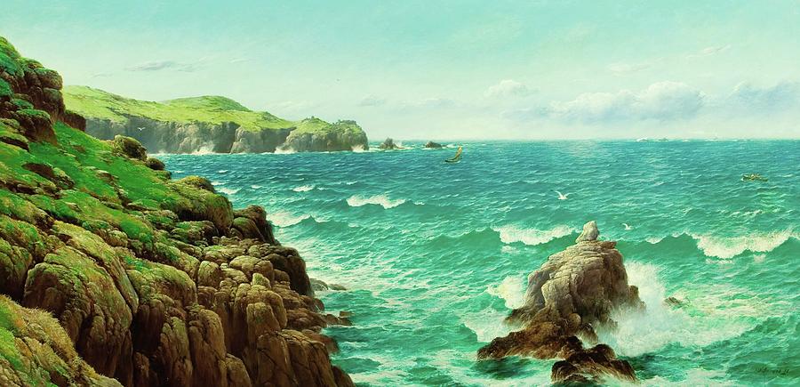 160302 Painting Ocean Waves, Sea Cliffs, 1887 Painting by David James