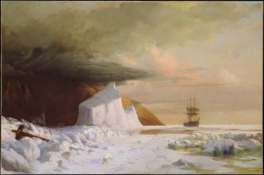 160601 Painting Beach Rocks, An Arctic Summer - Boring Through The Pack in Melville Bay, 1871 Painting by William Bradford