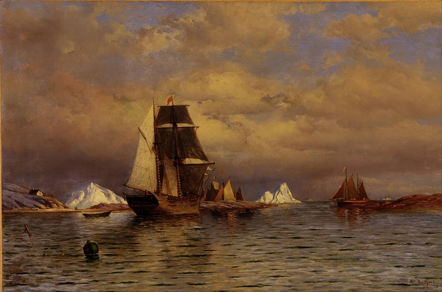 160603 Seascape Wall Art, Looking Out of Battle Harbor Painting by William Bradford