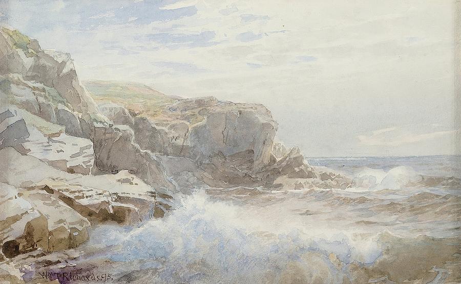 160702 Ocean Painting, Crashing Waves, circa 1895 Painting by William Trost Richards