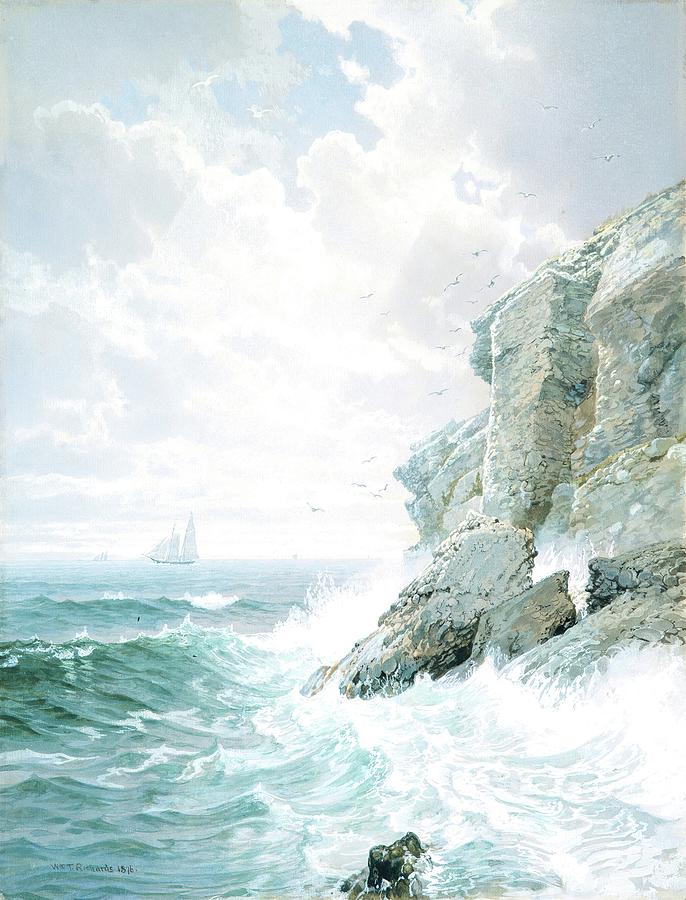 160705 Seascape Painting, Purgatory Cliff, 1876 Painting by William Trost Richards