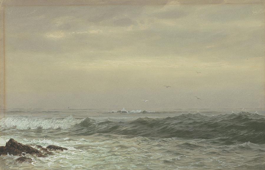 160707 Seascape Drawing, Rocks and Breaking Waves, c. 1870s Painting by William Trost Richards