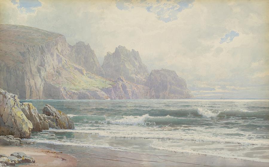 160709 Seascape Art, Rocky Coastline, 1897 Painting by William Trost Richards
