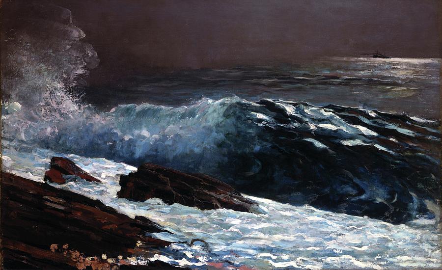 160814 Painting of Ocean at Night, Sunlight on The Coast Painting by Winslow Homer