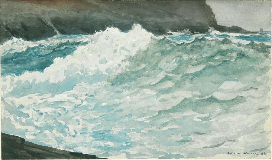 160815 Ocean Wave Paintings, Surf, Prout Neck, 1883 Painting by Winslow Homer