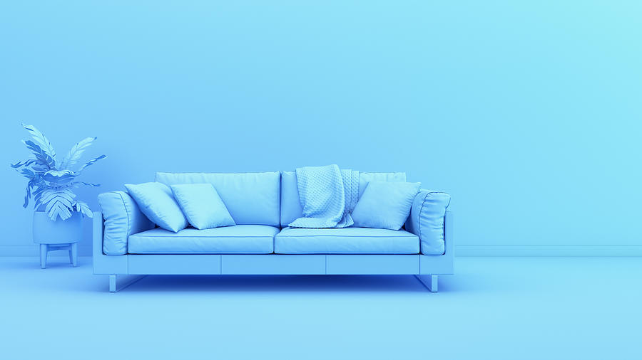 藍色有沙發的室內空間 #162 Photograph by zf L