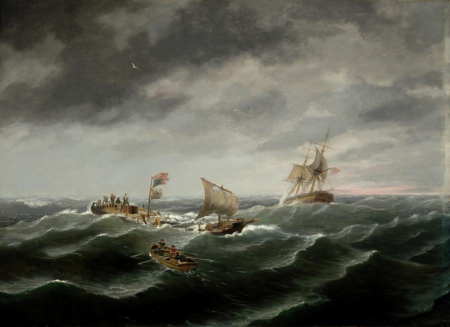 163010 Seascape Art, Loss of The Schooner Painting by Thomas Birch