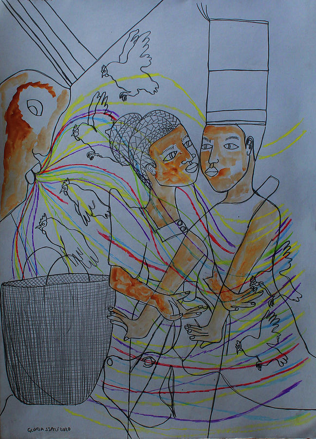 Kintu and Nambi Kintus Tasks #164 Painting by Gloria Ssali