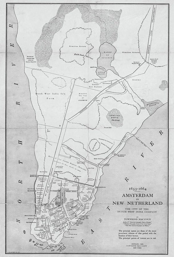 1653-1664 map of Amsterdam in the Netherlands in Black and White ...