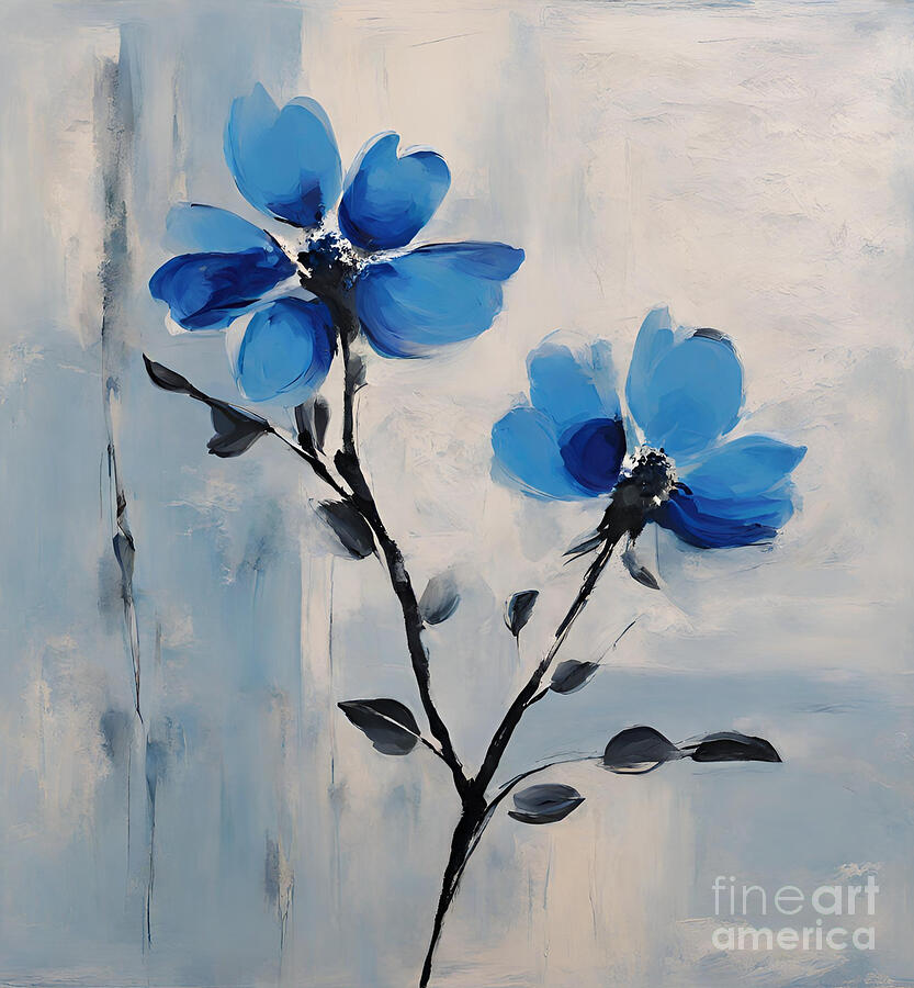 Blue Flowers Painting - Abstract Flowers #17 by Naveen Sharma