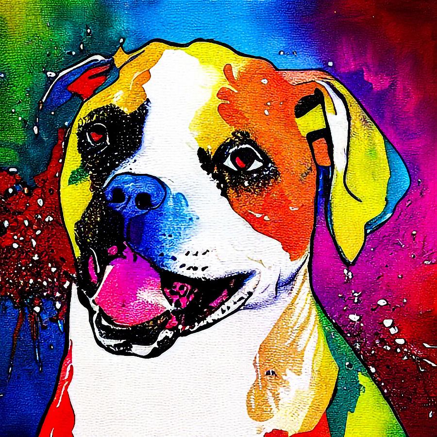 American Staffordshire Terrier Splatter painting Digital Art by Adrien ...