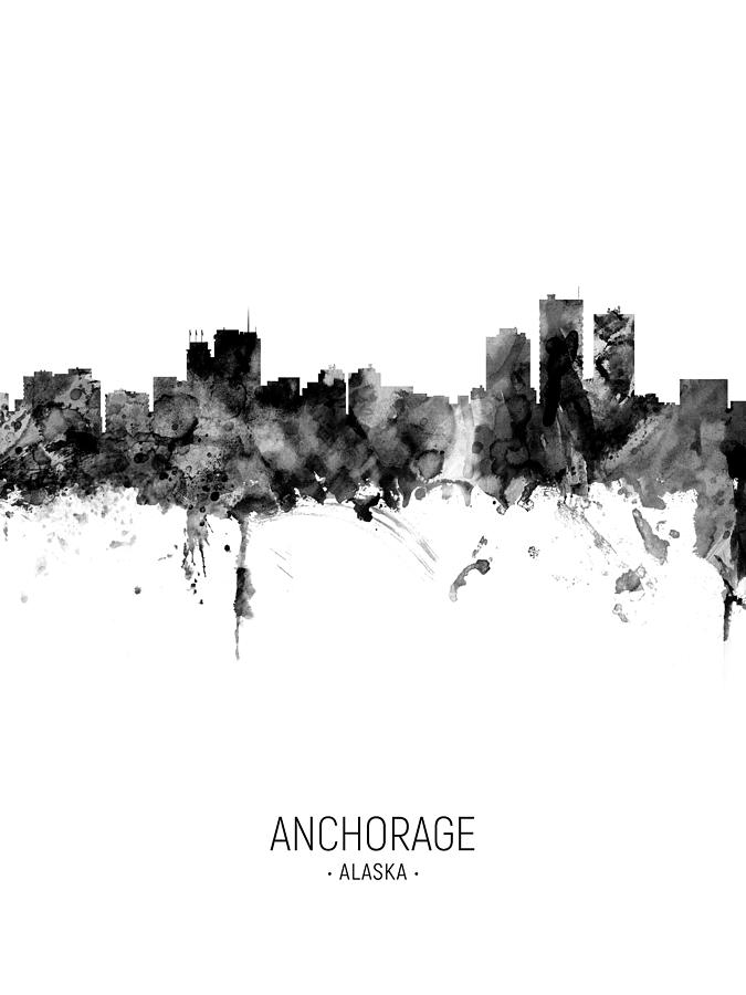 Anchorage Digital Art - Anchorage Alaska Skyline #17 by Michael Tompsett