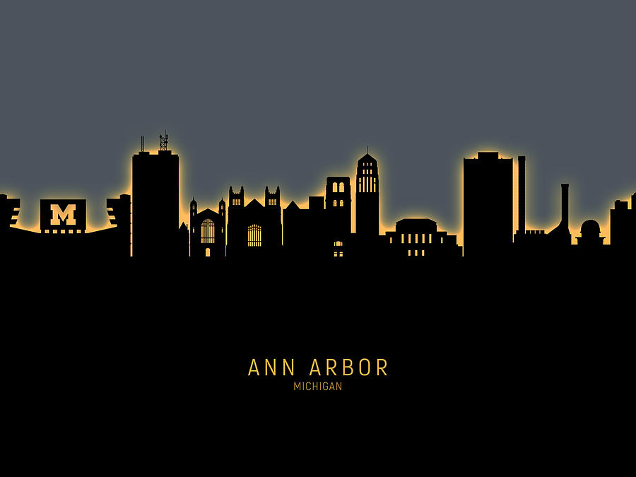 Ann Arbor Michigan Skyline #17 Digital Art by Michael Tompsett