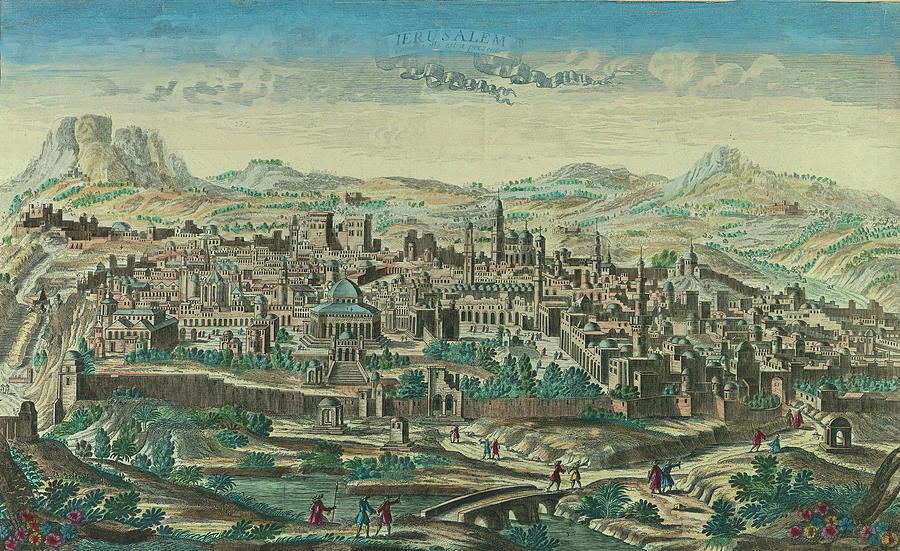 Map Drawing - Antique Map of Jerusalem #17 by Vintage Maps