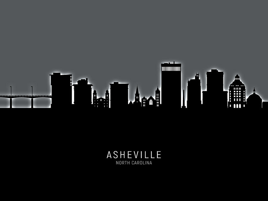 Skyline Digital Art - Asheville North Carolina Skyline #17 by Michael Tompsett