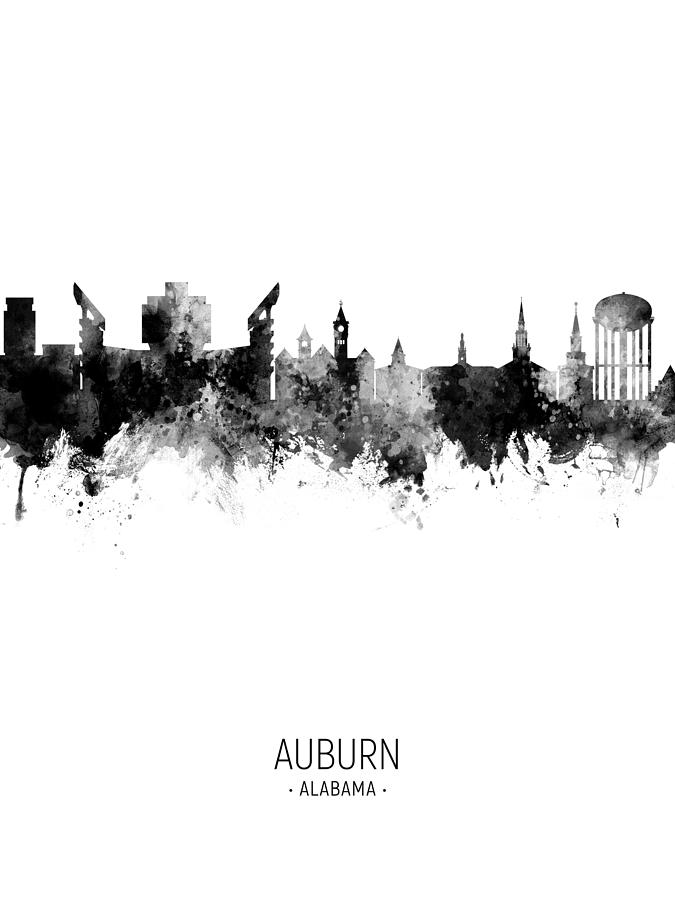 Auburn Digital Art - Auburn Alabama Skyline by Michael Tompsett