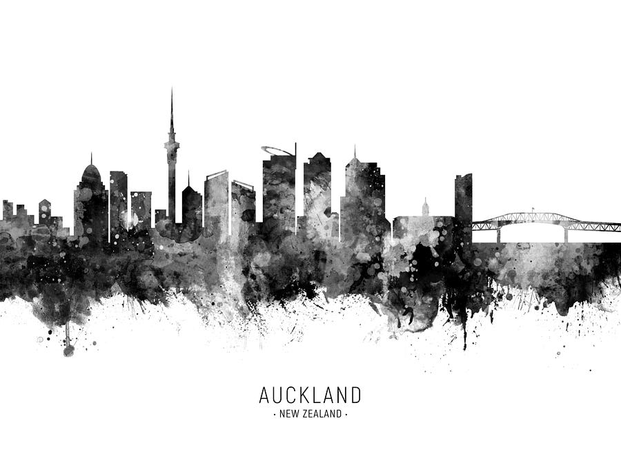 Skyline Digital Art - Auckland New Zealand Skyline #17 by Michael Tompsett