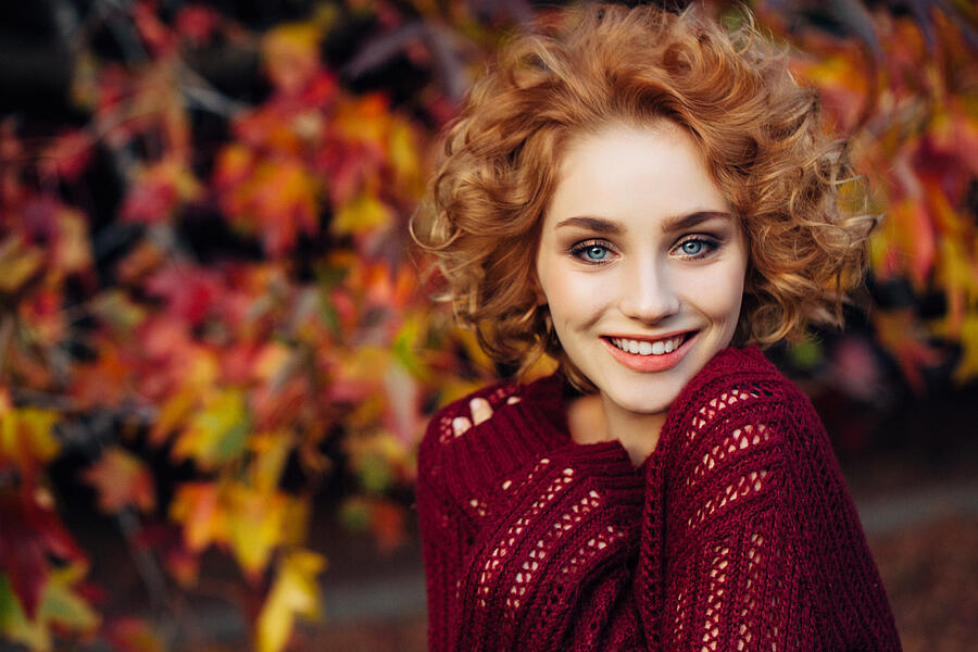 Autumn photo of a beautiful girl #17 Photograph by CoffeeAndMilk