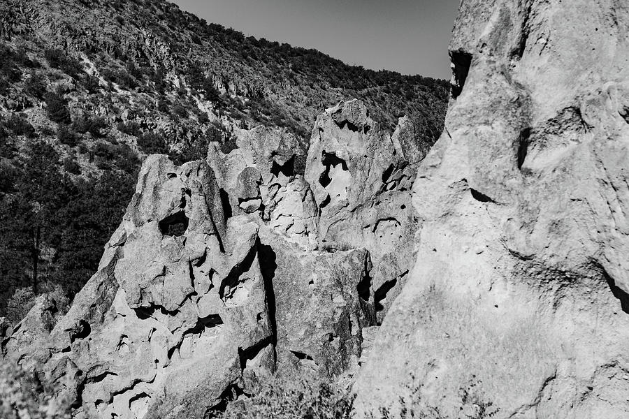 Bandelier National Monument in New Mexico in black and white #17 Photograph by Eldon McGraw