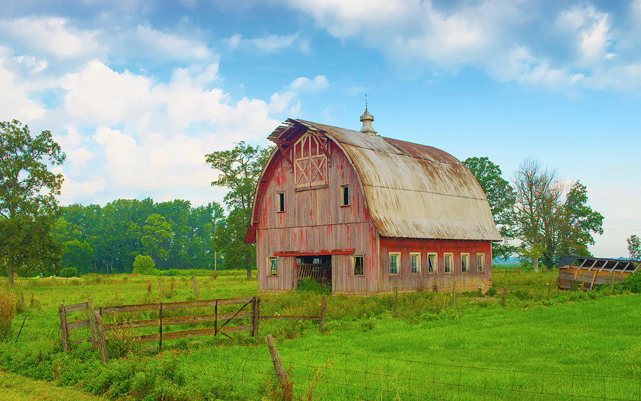 Barn-Red Barn on family farm-Howard County Indidna Photograph by ...